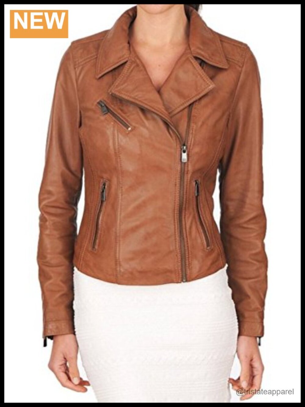 Women's Lambskin Leather Bomber Biker Jacket Slim Fit Long Sleeve Zipper